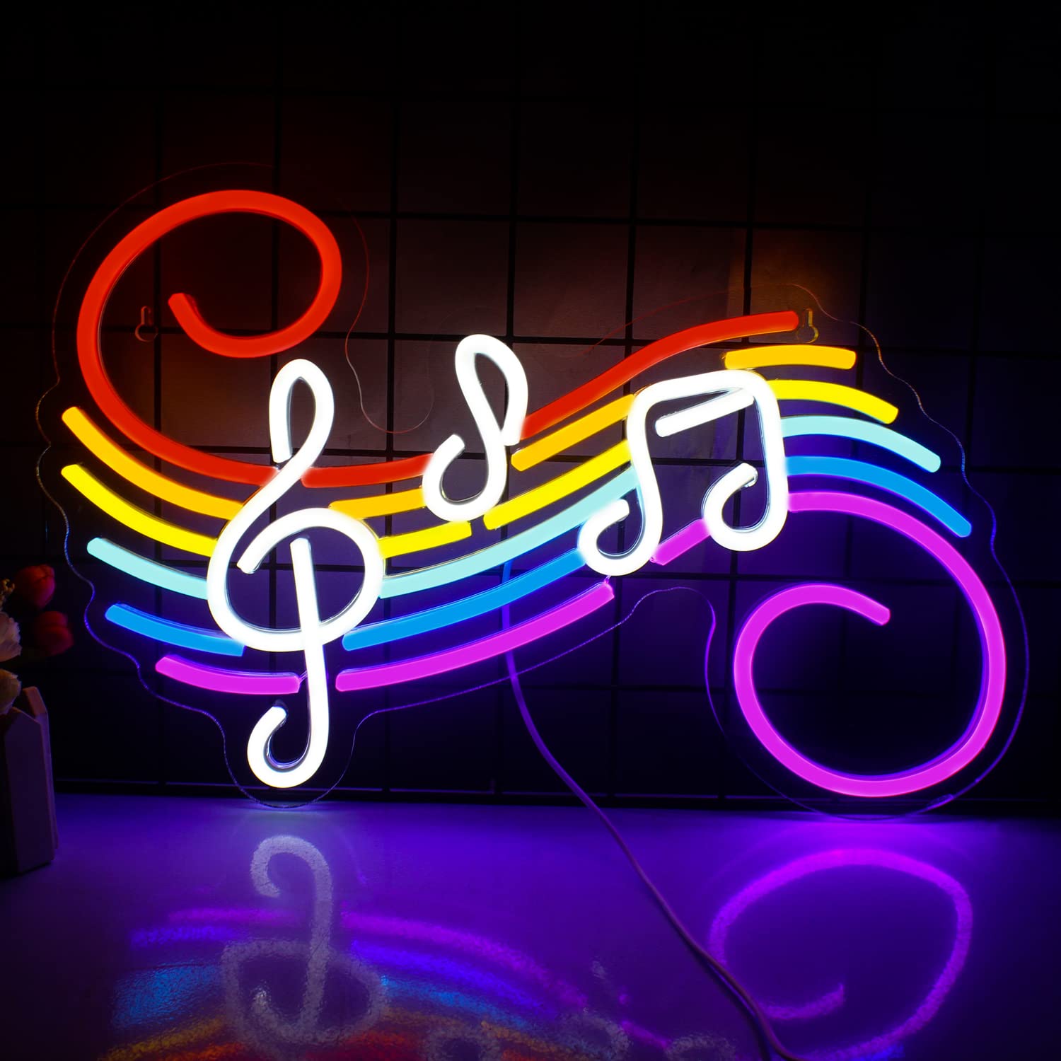Lighting Decor Wedding - Неоновая вывеска «Музыкальные ноты»: настраиваемая, разноцветная,
