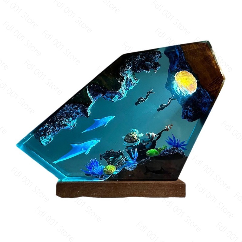 Lighting World Decor - Ночник из смолы «Дельфин и Черепаха»: