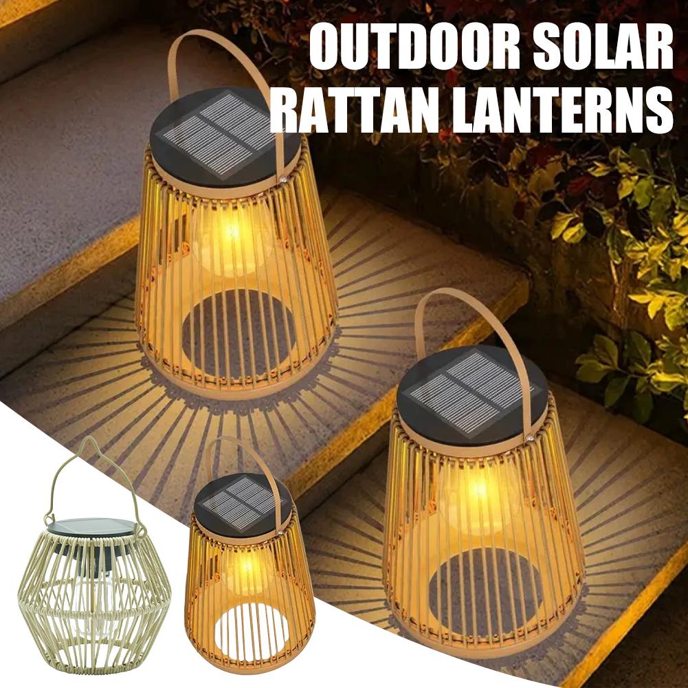 Lighting Table Decor - Водонепроницаемый солнечный фонарь из ротанга IP65,