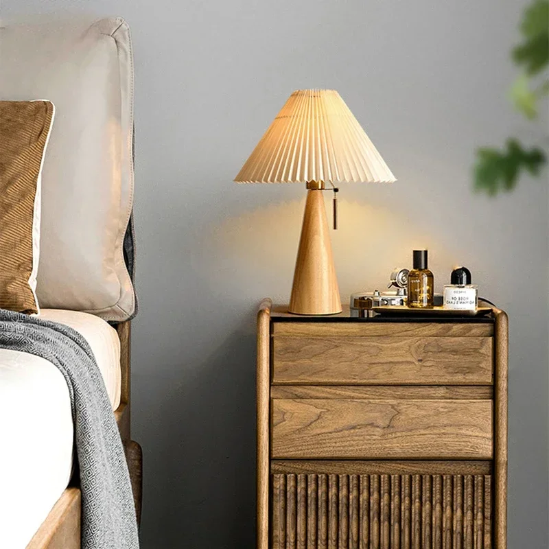 Lighting Table Decor - Ретро-настольная лампа с плиссированным абажуром, скандинавский