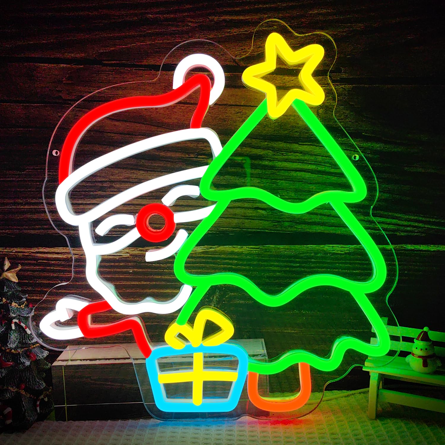 Неоновая вывеска Санта-Клауса  – обзор и цена Wall Decor Lighting Tree