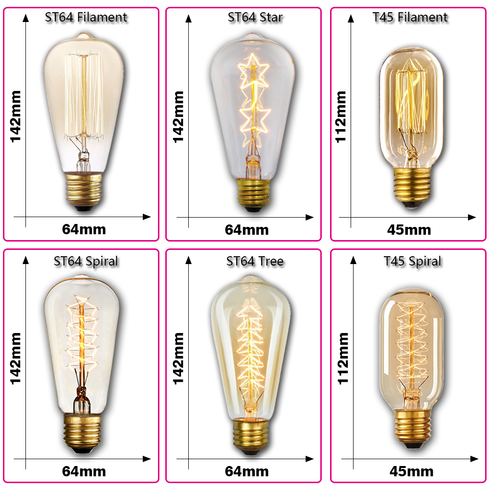 Ретро лампочка Эдисона E27 40  – обзор и цена Lighting Decor Items